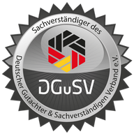 Siegel: Sachverständiger des Deutschen Gutachter- und Sachverständigen Verbands